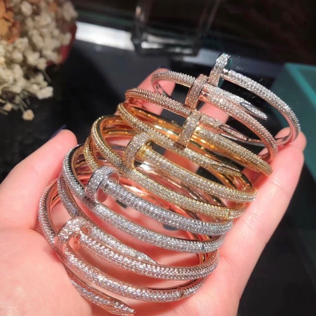 925 Sterling Silver Iced Out Magnetic Nail Bangle